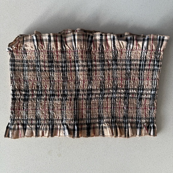Smocked Burberry-Inspired Print Tube Top - Picture 3 of 6